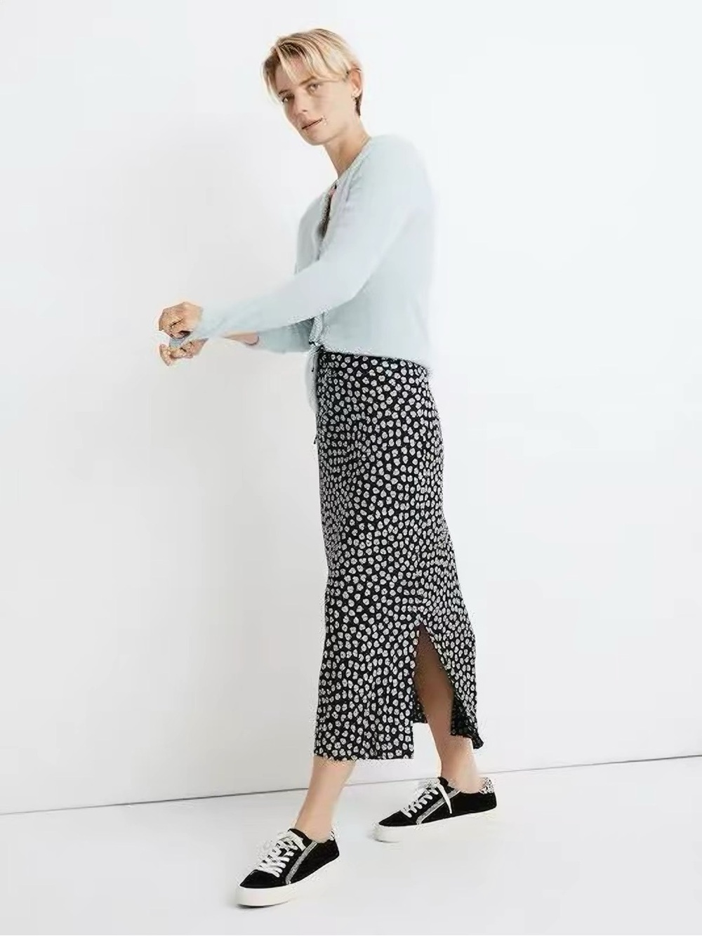 Madewell Black and White Floral Maxi Skirt